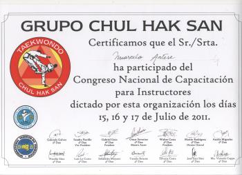 Asistencia al Congreso de Capacitación Permanente de Instructores Chul Hak San 2011

